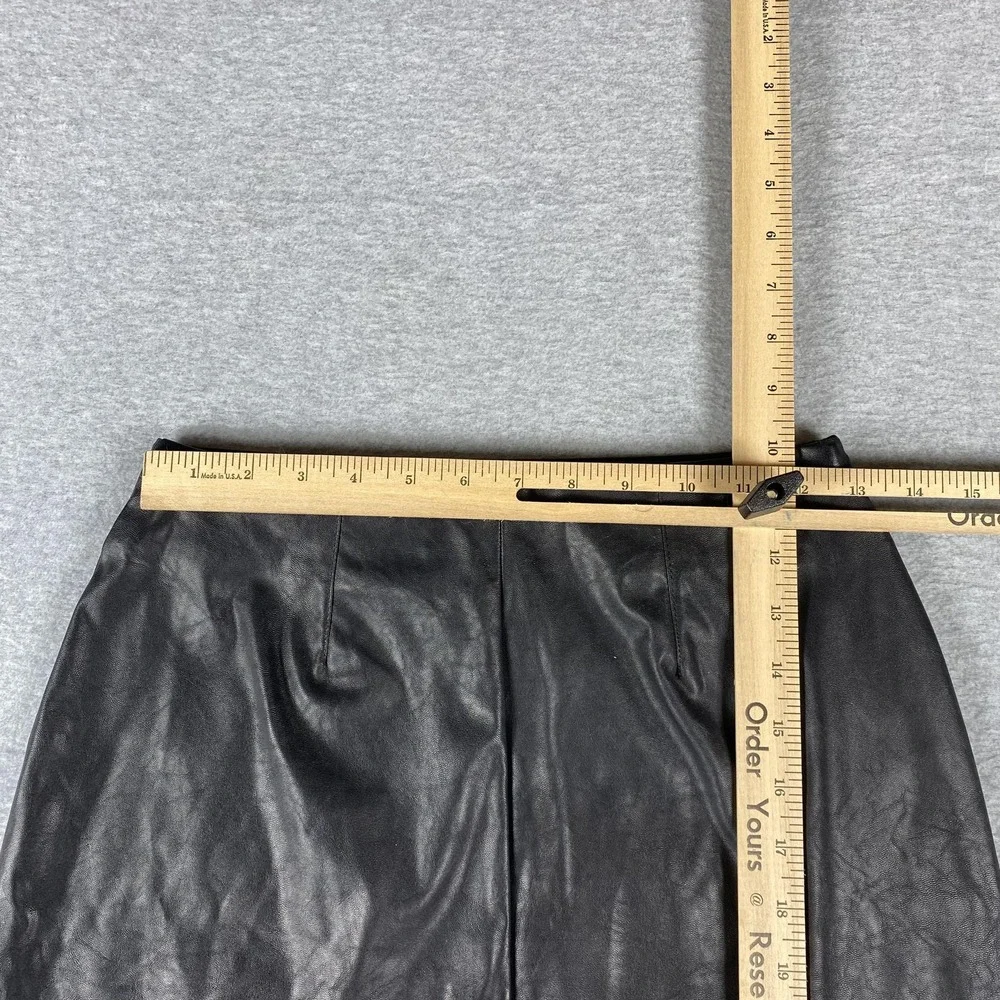 Bar‎ III Skirt Womens XS Black Faux Leather Asymmetrical Pencil Midi High Waist